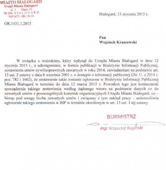 Odpowiedź burmitrza
