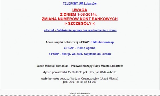 Informacja o dyżurach