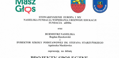 Zaproszenie na debatę „Projekty społeczne – Nasielskie inicjatywy lokalne”