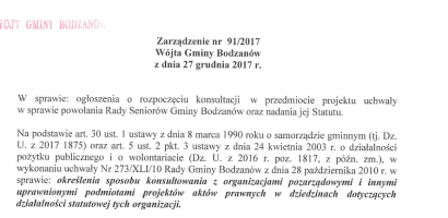 Konsultacje Społeczne dot. Powstania Rady Seniorów w Gminie Bodzanów