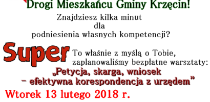 Petycja, skarga, wniosek – czyli efektywna korespondencja z urzędem – warsztat