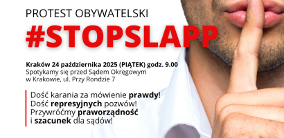 Dość karania za mówienie prawdy. Protest przeciw pozwom represyjnym #STOPSLAPP